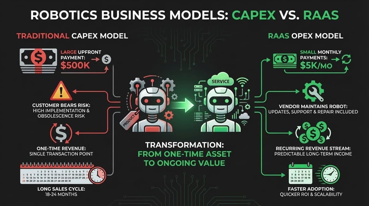 Robots-as-a-Service model comparing OpEx vs CapEx